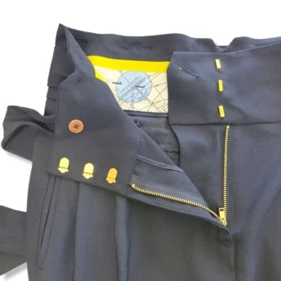 ANTHROPOLOGIE Leifsdottir Wide Leg High Rise pleated cuffed Pants Size 10 Black